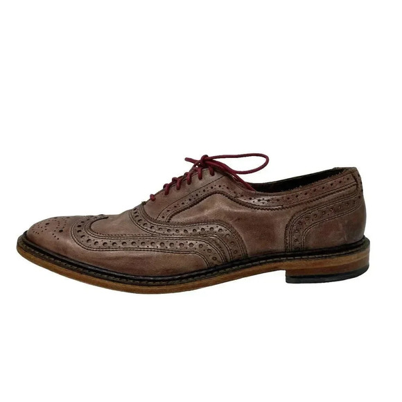 Allen Edmonds Mens Neumok Oxford Size 9.5 B Wingtip Brogue Brown Leather Shoe - Picture 9 of 14